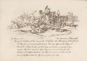 Caporal Stiles des 1st Royals, et les Scotchy Greys capturant les étendards des 45e et 105e régiments à la Bataille de Waterloo, 18 juin 1815, lithographie par R. Ackermann, 1815 - John Augustus Atkinson